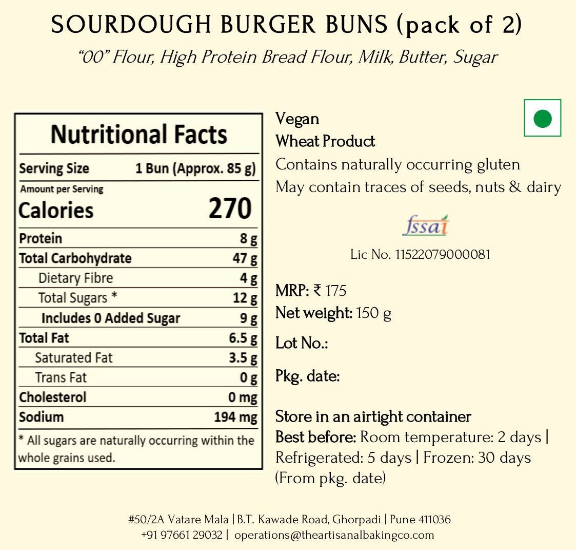 Sourdough Burger Buns (pack of 2)