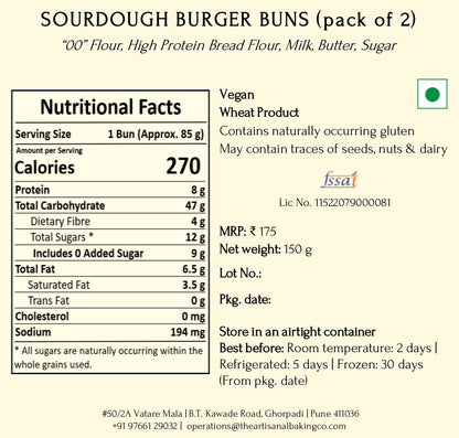 Sourdough Burger Buns (pack of 2)